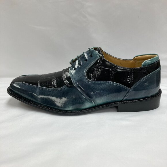 LIBERTYZENO Mens Leather Croco Print Oxford Two Toned Dress Shoes - Picture 2 of 6